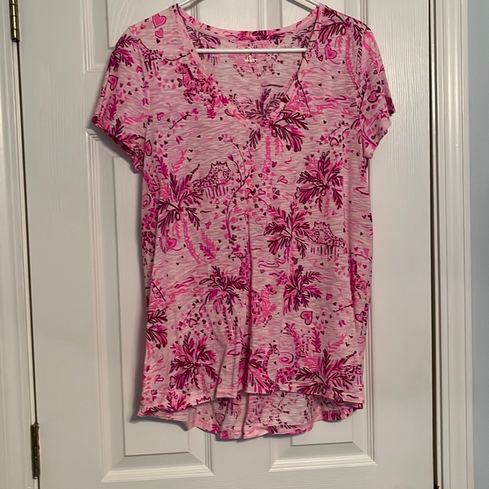 Lilly Pulitzer pink with hearts and zebras